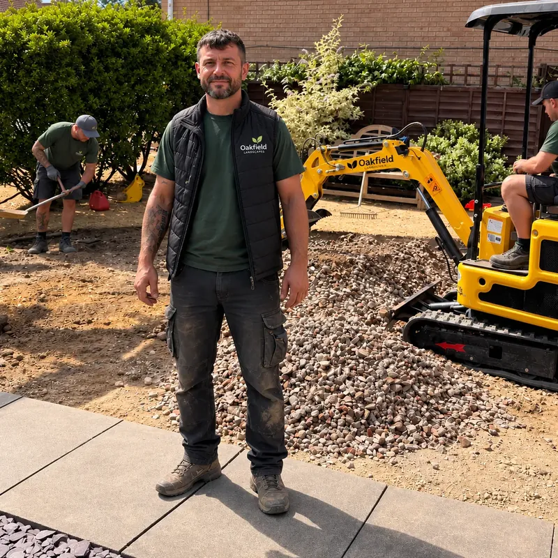 Daniel Carter on site during a driveway and groundwork project in Sheffield